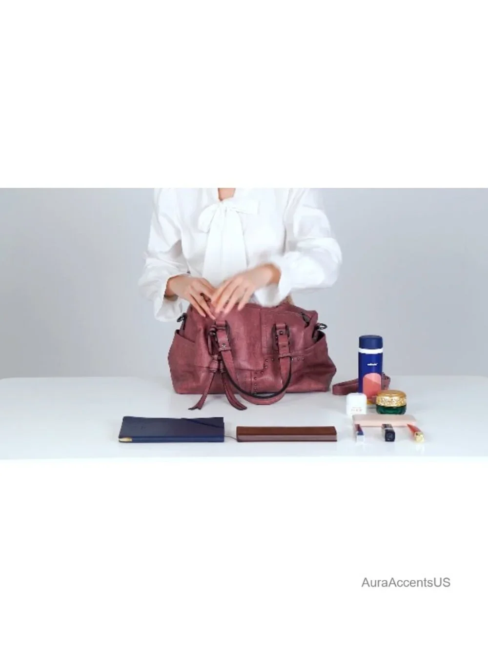 Soft Vegan Leather Barrel Satchel Tote with Top Handles